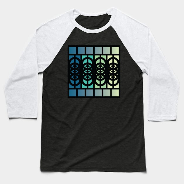 “Dimensional Cloning” - V.5 Blue/Green - (Geometric Art) (Dimensions) - Doc Labs Baseball T-Shirt by Doc Labs